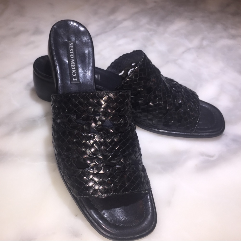COPY - Sesto Meucci Black Leather Slide